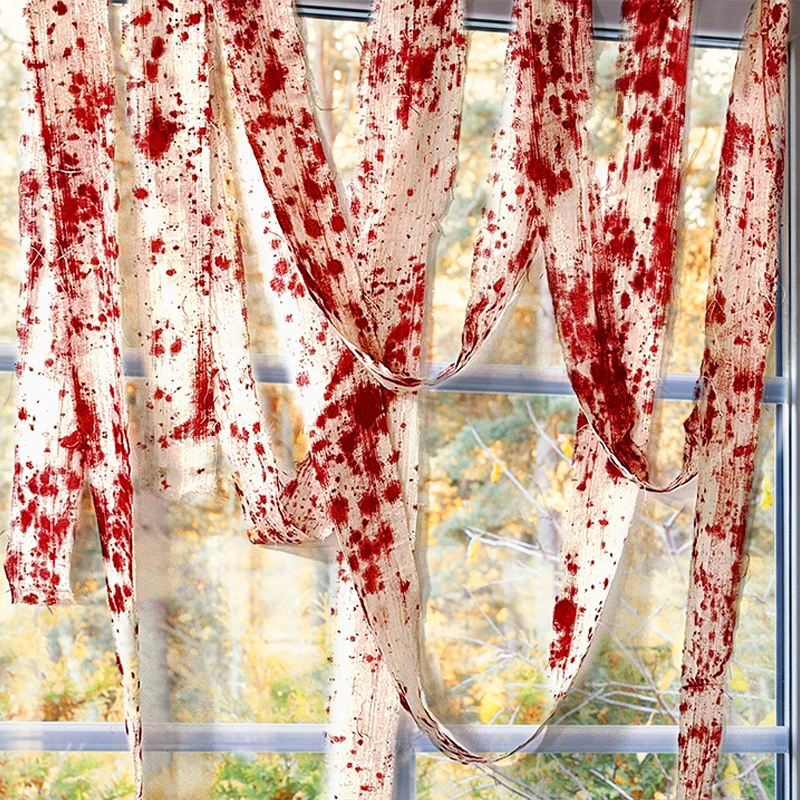 Halloween Versatile Blood Stained Gauze Warning Tape Isolation Tape Gauze Blood Stained Bandage Halloween Decoration New