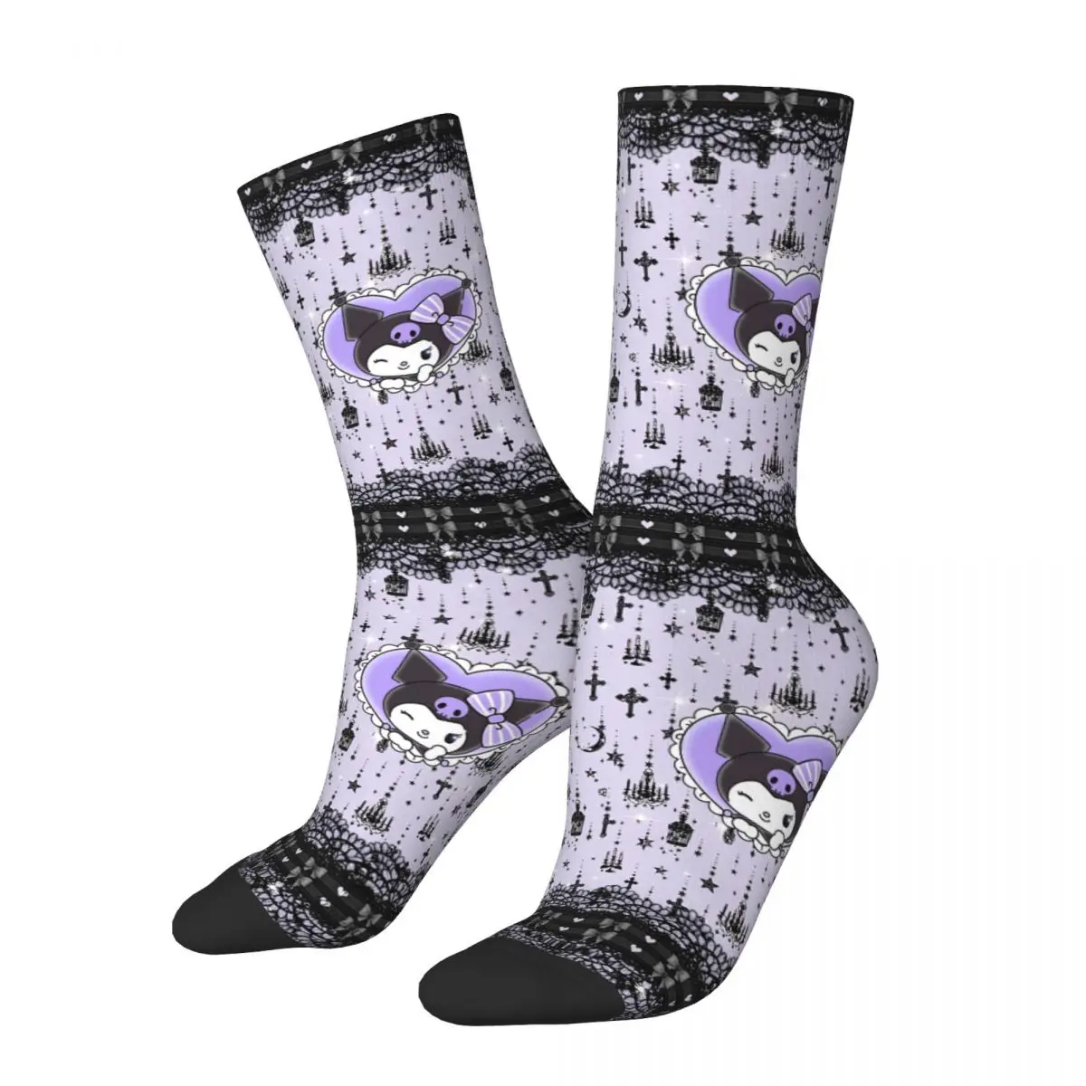 Kuromi Kawaii Cartoon Sokken Herfst Kousen Gothic Heren Zachte Ademende Sokken Grafische Hardloopsport Antislip Sokken