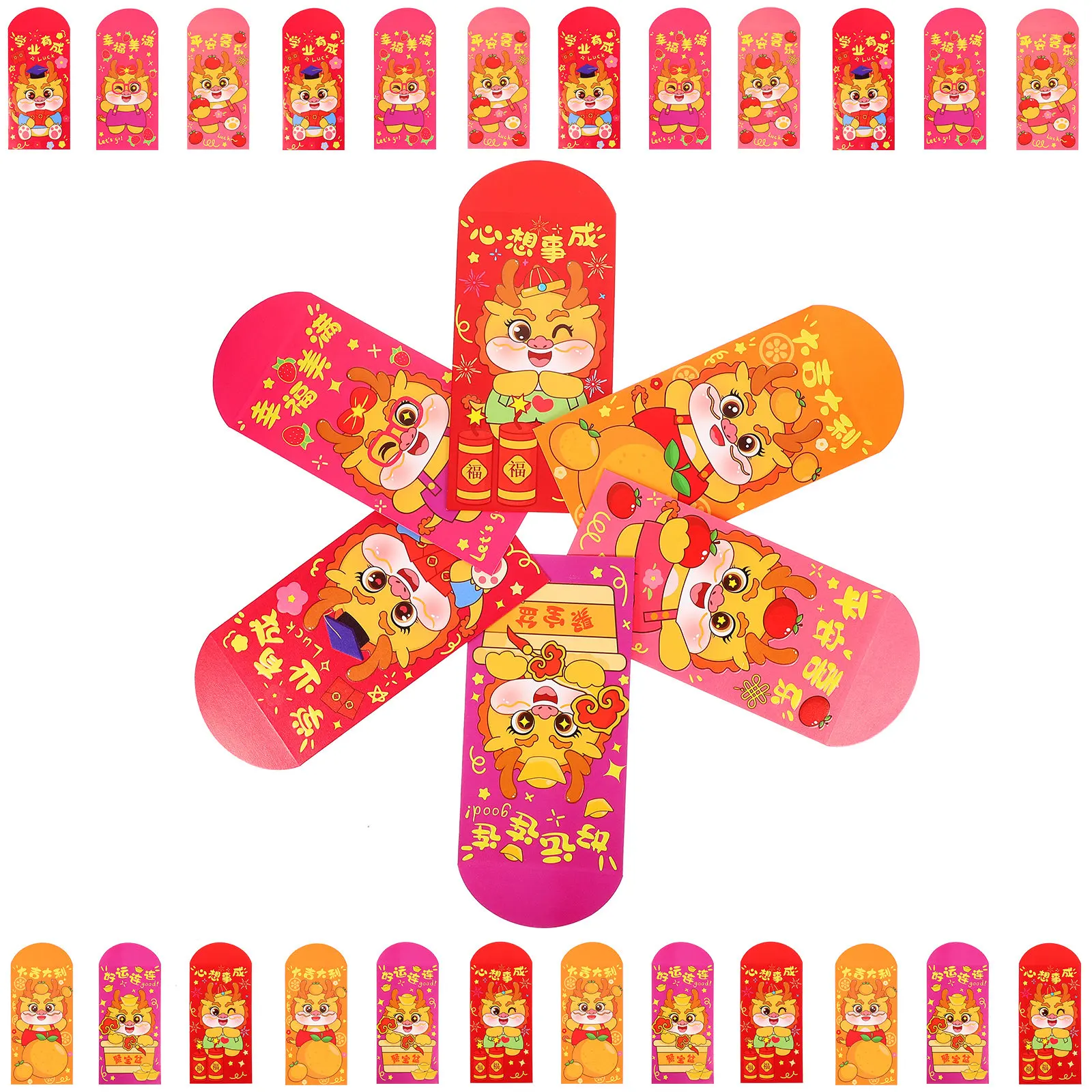 

30Pcs Red Pockets Cartoon Dragon Money Envelopes Paper Luck Money Bags New Year Festival Red Packets Chinese Traditional Gift