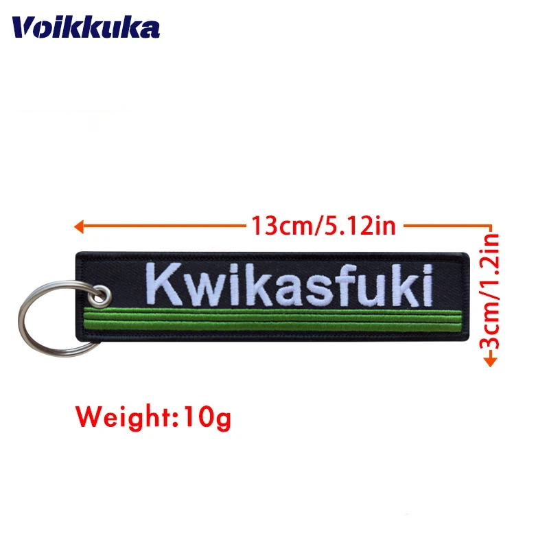 1Pc/2Pcs/3Pcs Set Sale Kwikasfuki Souvenir Both Sides Embroidery Funny Tag Keychain Motorcycle Key For Men Women