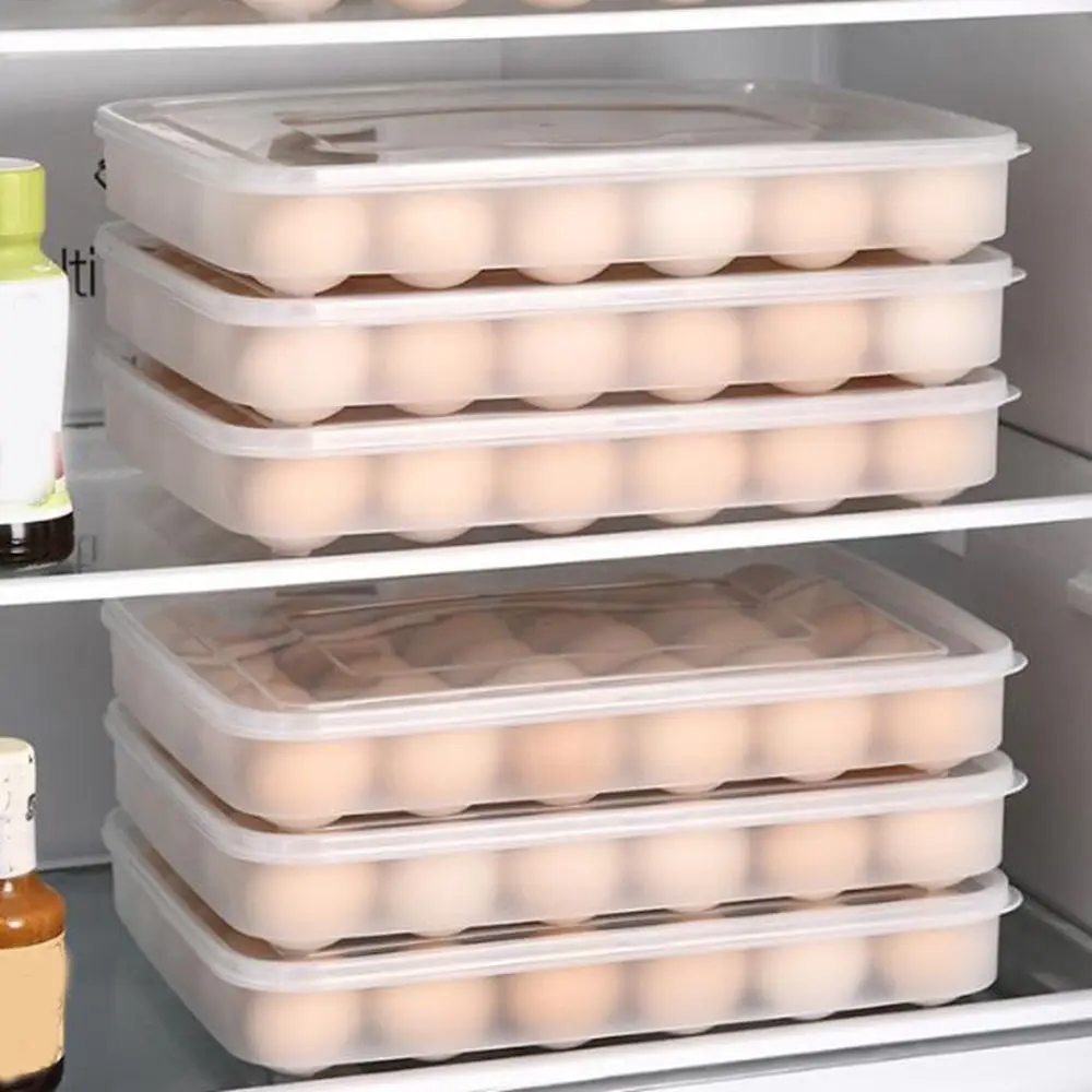 Practical 30 Grids Egg Storage Box Large Capacity Stackable Egg Tray Plastic with Lid Egg Freshness Box for Kitchen