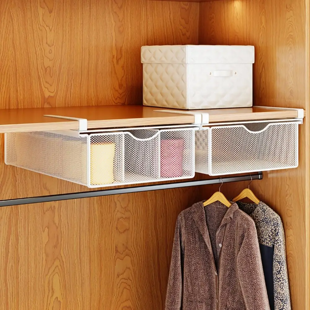 

Pull-out Partition Cabinet Mesh Drawer Divided Smooth Slide Closet Hanging Basket Breathable Space Saver Slide-in Under Shelves