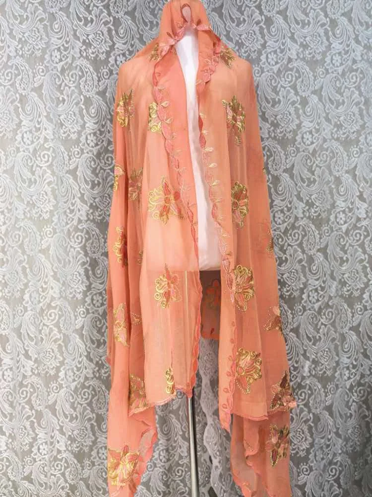 Schal Muslimische Afrikanische Tücher Chiffon Gute Qualität 2026 Neueste Afrikanische Muslimische Islamische Hijab Dubai Stickerei Schal Kashkha Dubai – Detail 29