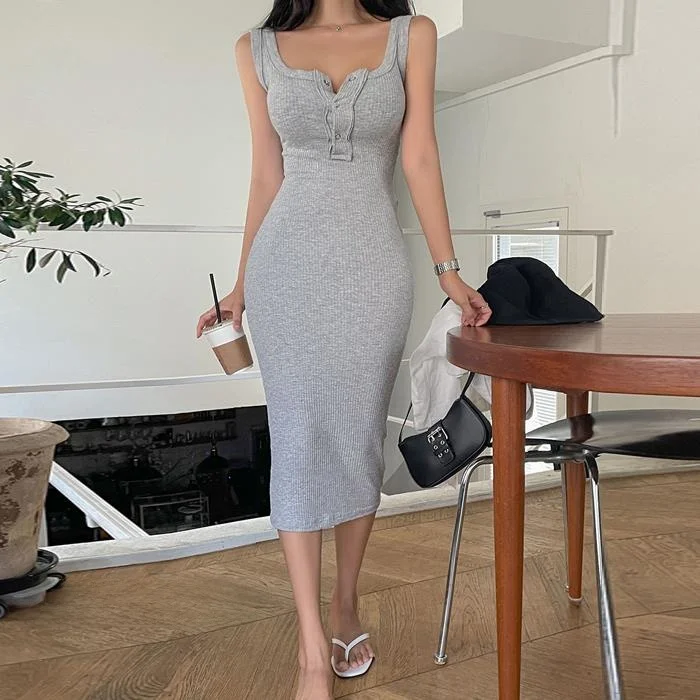 5STUDIO Vestido f de aodão com botão de cintura alta, estilo doce, sem mangas, clavícula, temporada de verão, saia ...