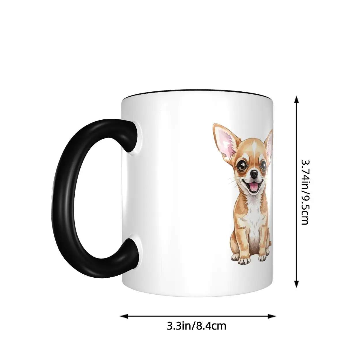 Cute Cartoon Smiling Chihuahua Puppy Mug Funny Ceramic Coffee Cups Tea Mugs Milk Cup Drinkware Gift for Friends
