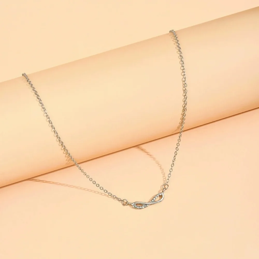New Tiny Infinity Crystal Pendant Necklaces For Women Choker Lucky Number Eight Geometric Gold/Silver Color Long Chain Necklace