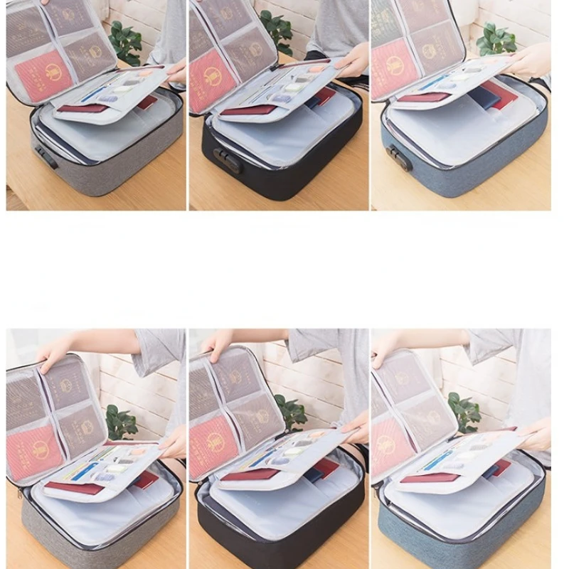 With Lock Document Storage Bag Certificate File Organizer Case Home Travel Passport Briefcase Card Passport Bag Finishing Bag