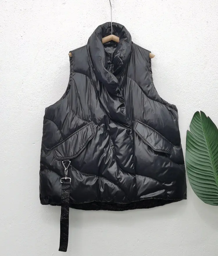 Chaleco de plumรณn de pato blanco de gran tamaรฑo para mujer, chaqueta de plumas informal holgada, chaleco suave para mujer, otoรฑo e invierno, 2022