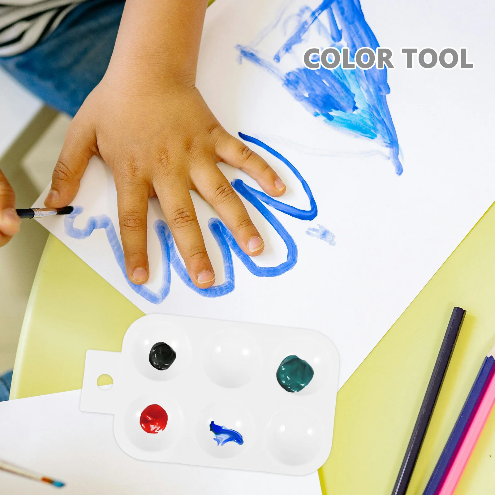 

6Pcs White Paint Palettes 6 Well Plastic Watercolor Tray Color Mixer Tray for DIY Craft Painting Projects Paint Holder