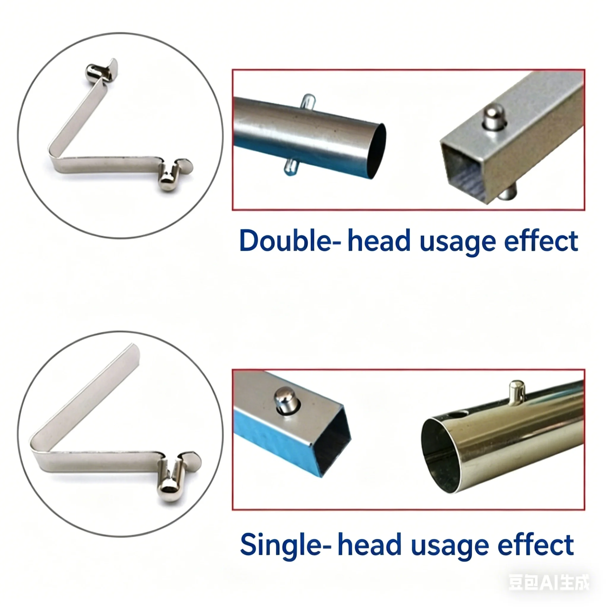 6mm solid V-shaped spring clip with single side and single head nickel plated spring buckle
