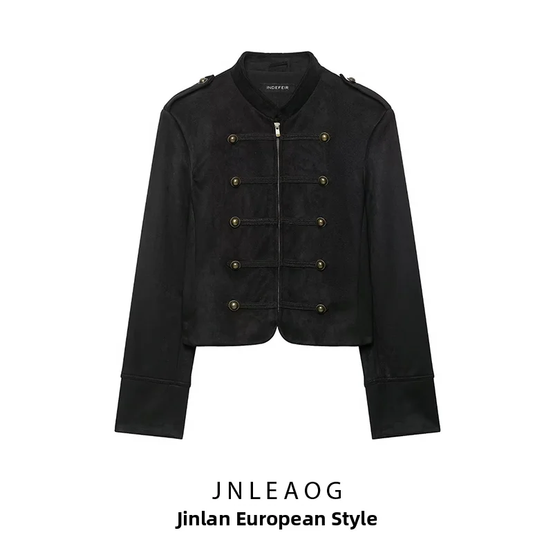JNLEAOG Fashion Velvet Texture Effect Jacket Coat Women's Autumn New Style Standard Version Polyester Fiber Ladies Coat