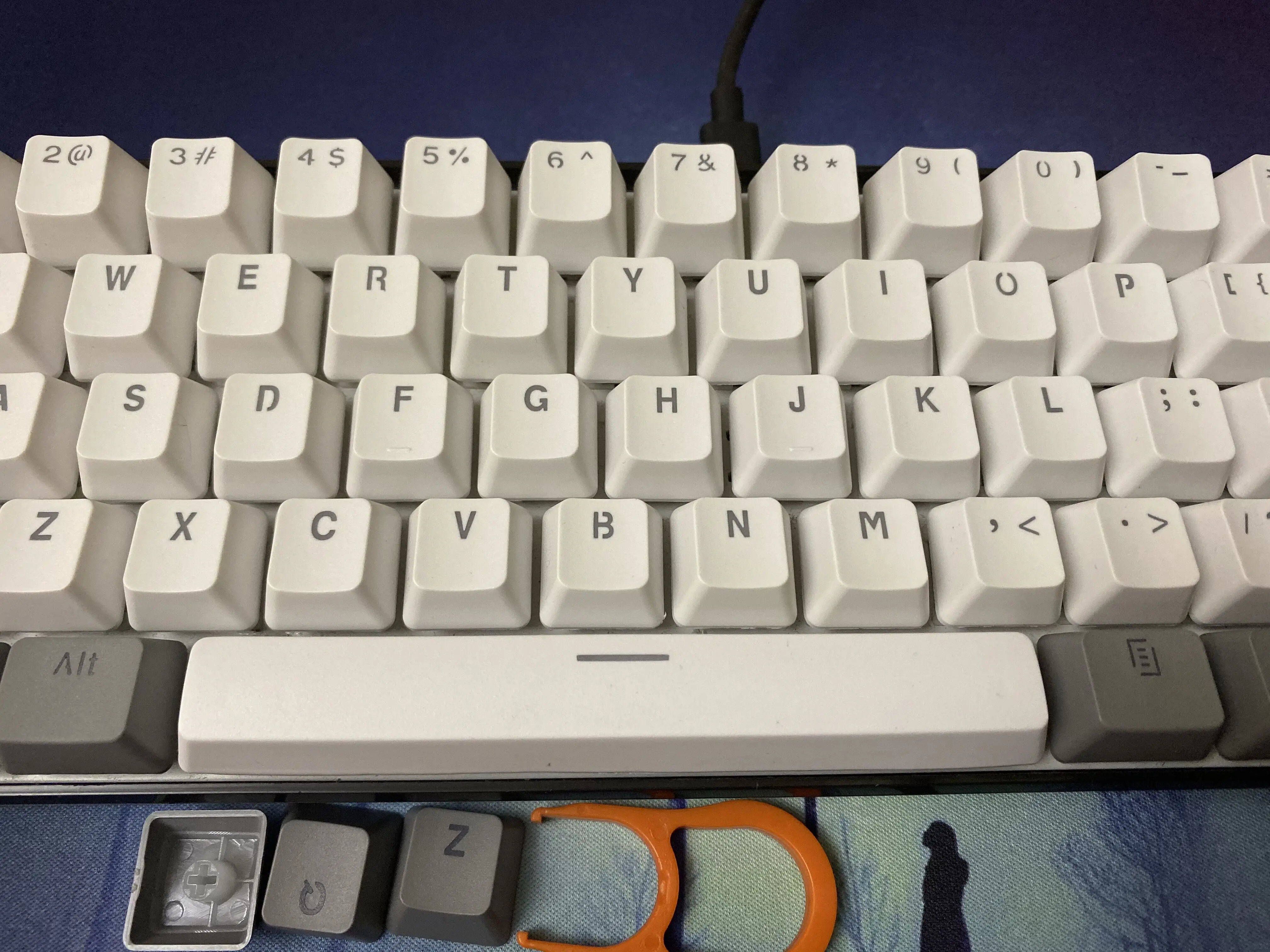 Gray White 61 Keys Keycaps PBT Material OEM Profile Backlit Double Shot for MX 61 87 104 Mechanical Keyboard Keycaps Only Sold