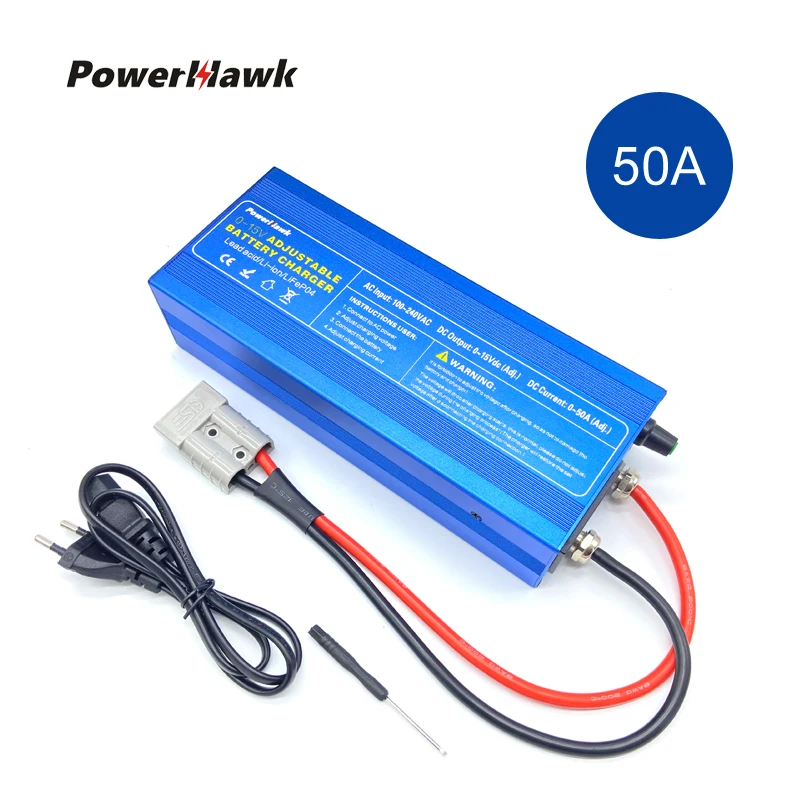 12v Battery Charge 60A Lifepo4 Battery Charger Voltage Current AdjustablFast Charge Lithium Battery Charger14.6V Battery Adapter