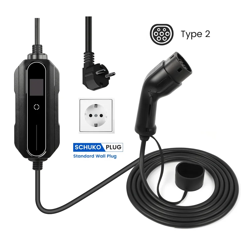 6-13A Current Adjustable OEM EVSE IEC 62196 Type 2 Portable Movable EV Charger with UK Plug for Electric Car Charging