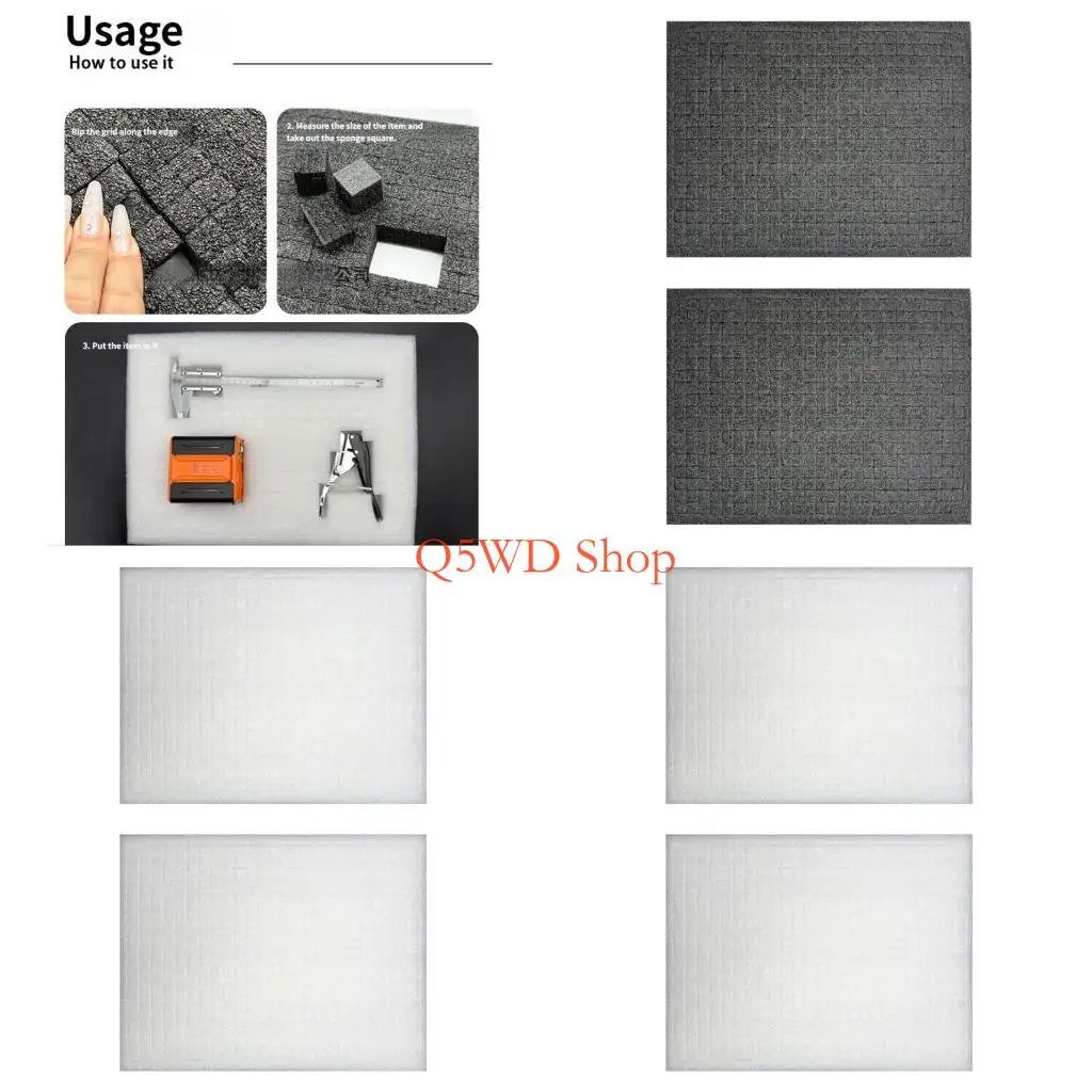 Q5WD Reusable Black White Shock Absorbing Tool Box Foam Liner With Removable Sections For Workshop Tool Organization Needs 2pcs