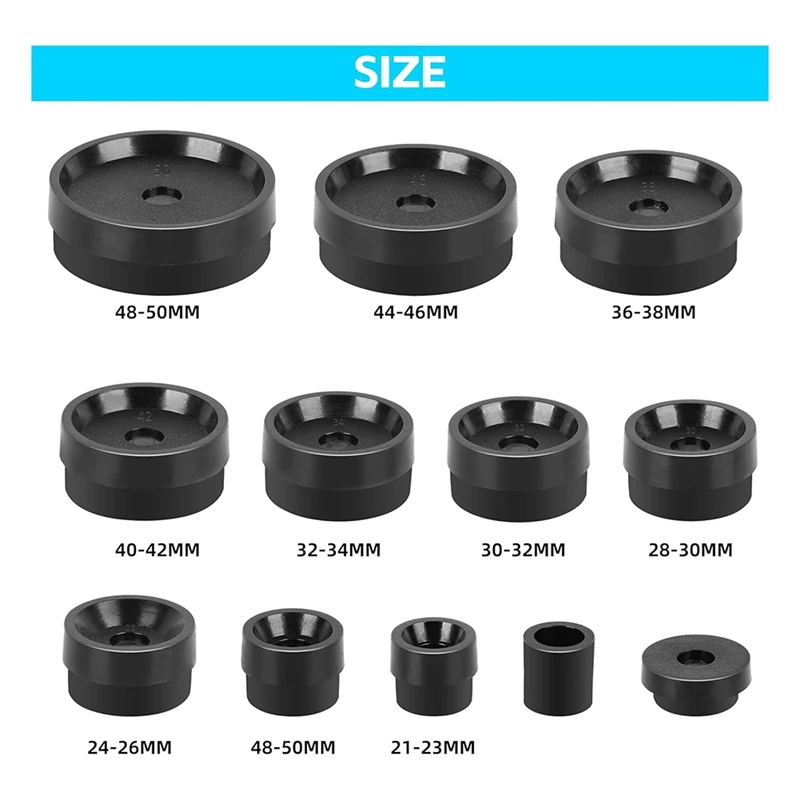 Conjunto de ferramentas de imprensa de relógio, conjunto de imprensa de relógio mais próximo de caixa traseira com 12 moldes, imprensa de cristal de relógio, para tampas de fechamento