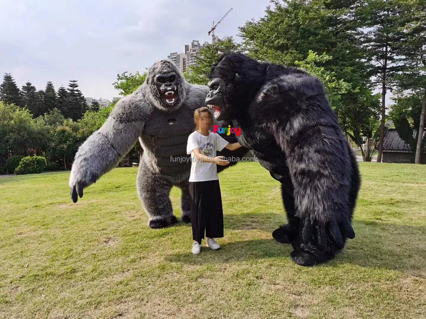 Pink Inflatable Gorilla Mascot Costume Suit Events Wear Cartoon Doll Clothes Halloween Carnival Animal Cosplay Party No Battery