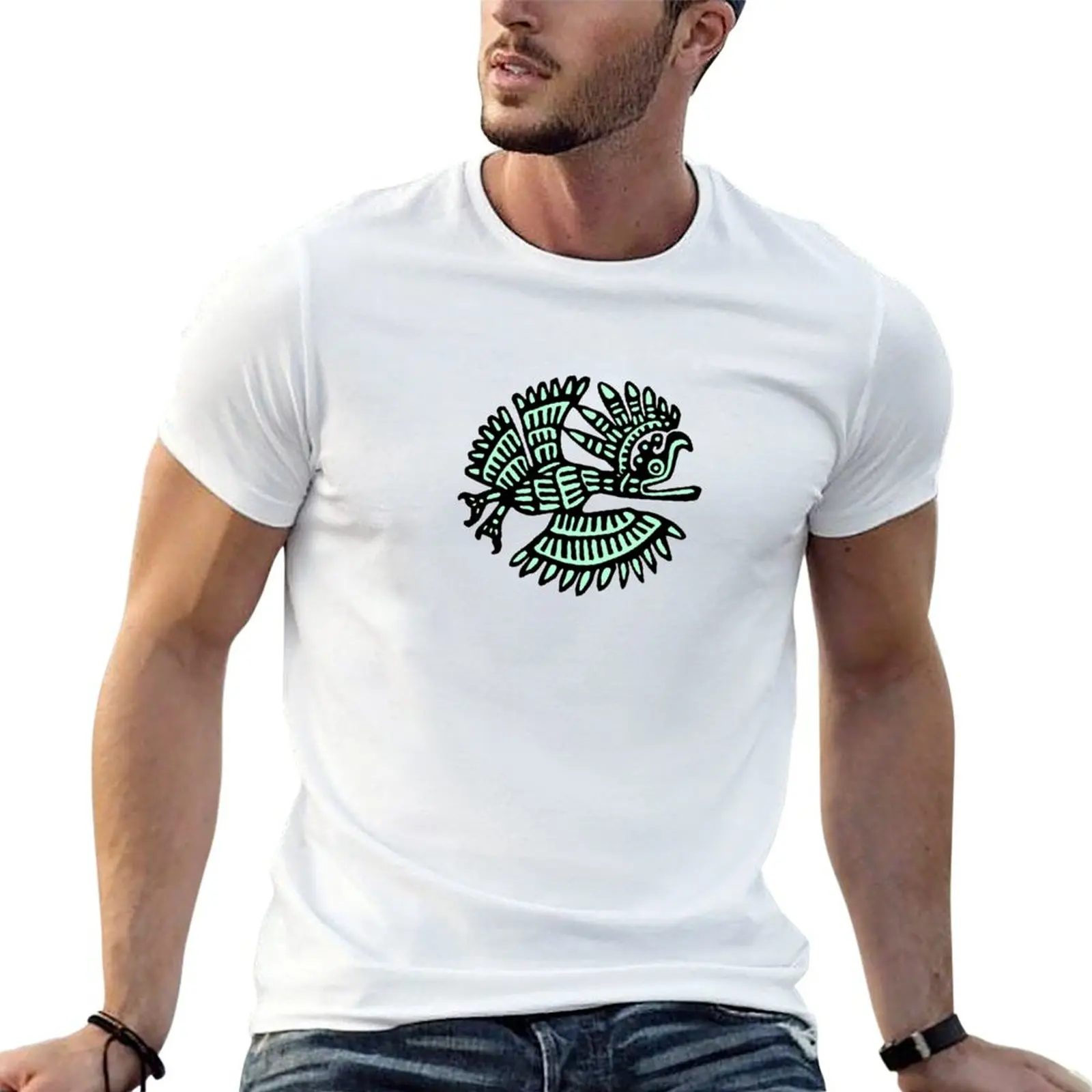 Mexican Bird Art Illustration in Mint Green T-Shirt cute clothes luxury designer t shirts men