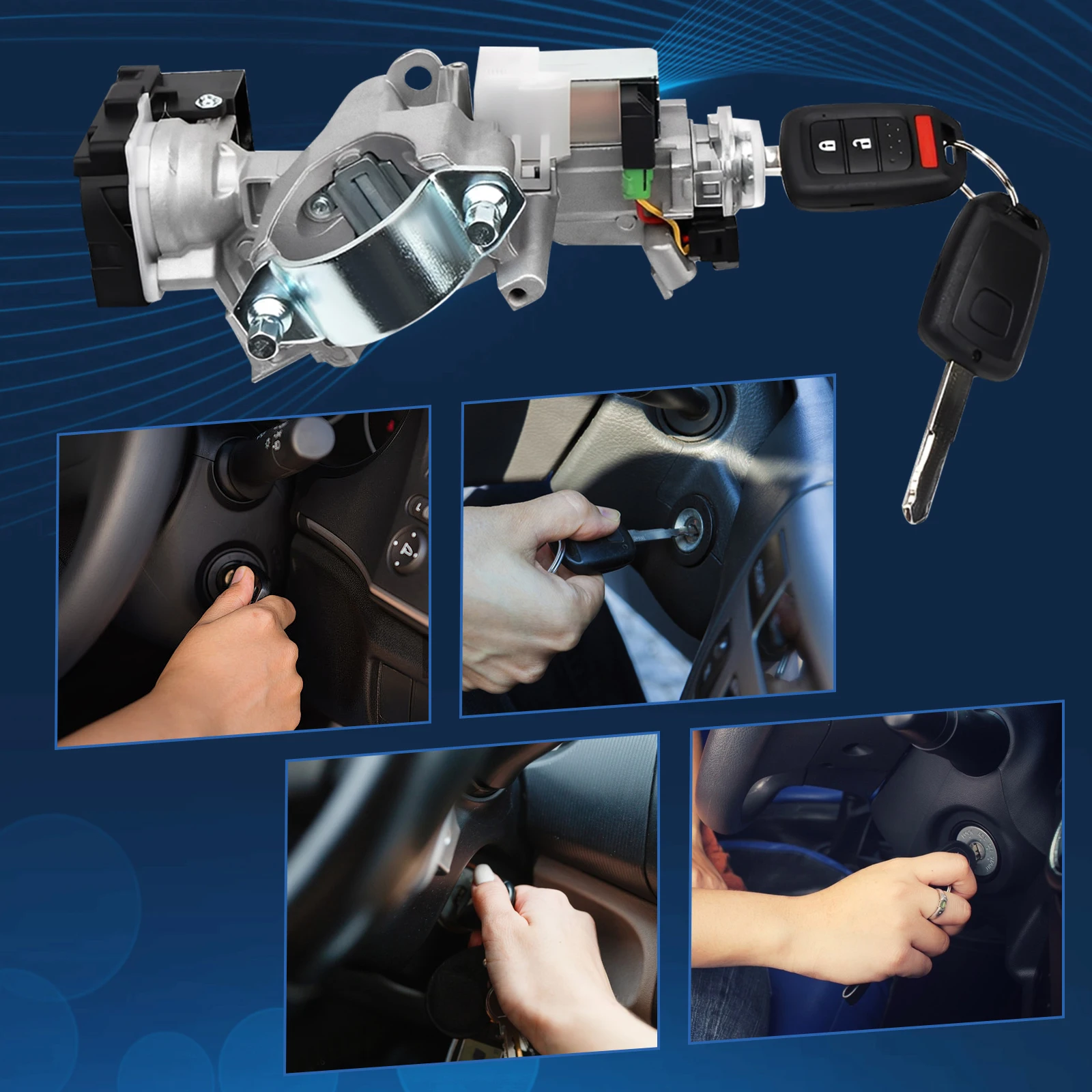 مفتاح اسطوانة قفل الإشعال، قفل الإشعال مع مفتاحين عن بعد لهوندا أكورد 2013 2014 2015 2016 2017 2.0L 2.4L 3.5L