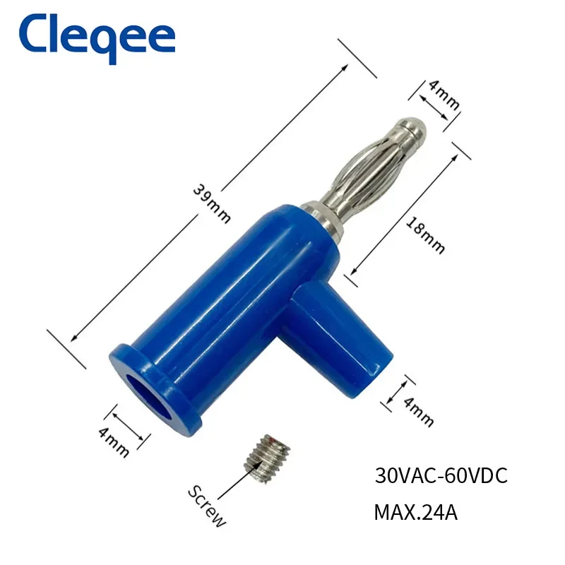 Cleqee P10028 10PCS 4mm Banana Plug Copper Right Angle Electrical Connector Adaptor Screw Locking 5 Colors