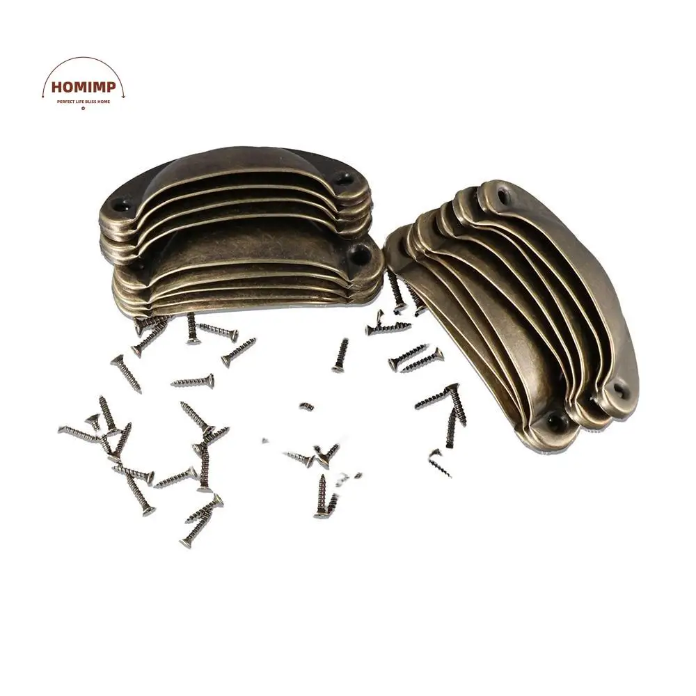 

Vintage Hardware Kitchen Cupboard Door 10pcs/lot Metal Cabinet Antique Knob Pull Handles Shell