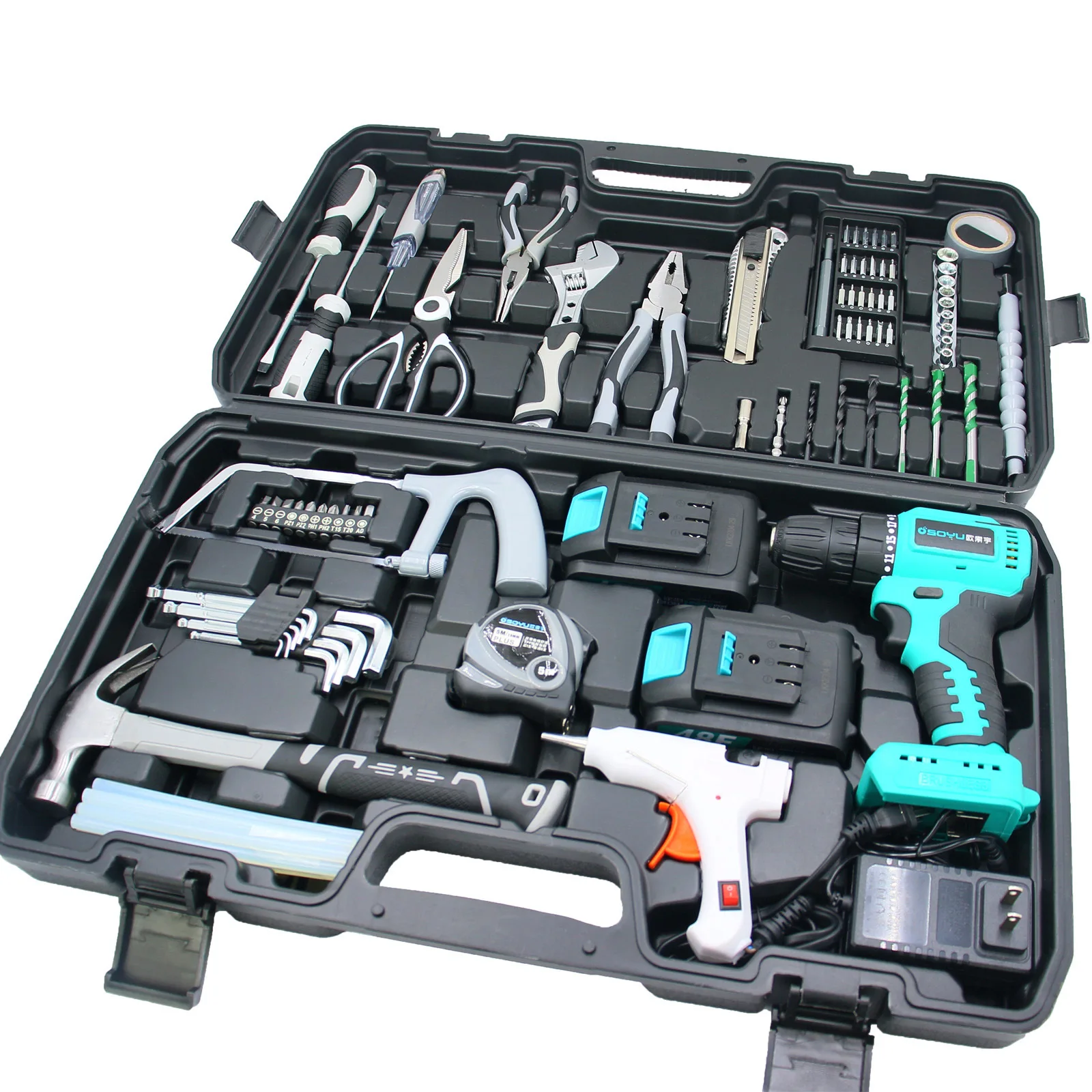 Brushless Iithium Electric Drill Household Toolbox Set, Multi-Functional Car Mounted Daily Electrician Hardware Tools    277