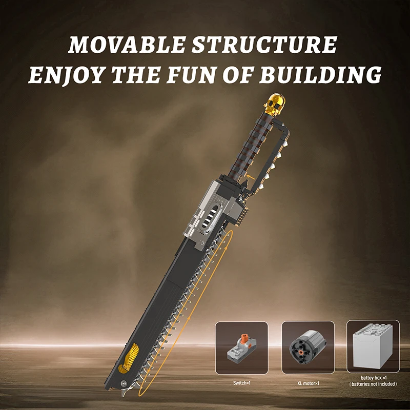 MOC Movie Large Chainsaw Sword Building Blocks Dynamic Arms Desktop Ornament Game Series Bricks DIY Toy For Adults Birthday Gift