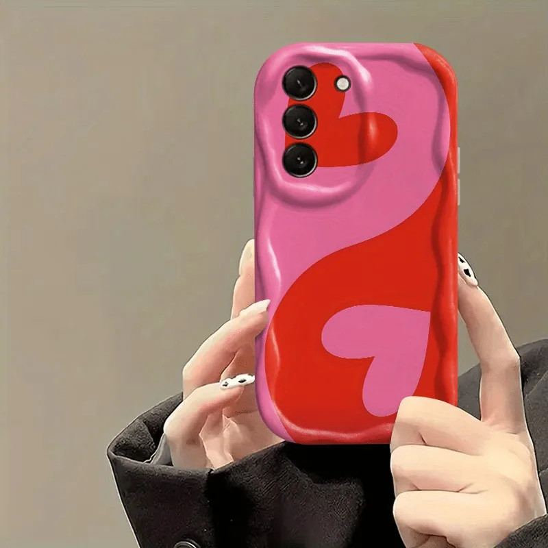 Für Samsung Galaxy A15 A16 A17 A25 A26 A27 S21 FE S22 Plus S23 S24 S25 S26 Ultra Valentinstag Rotes Herz-Muster Handyhülle Cover
