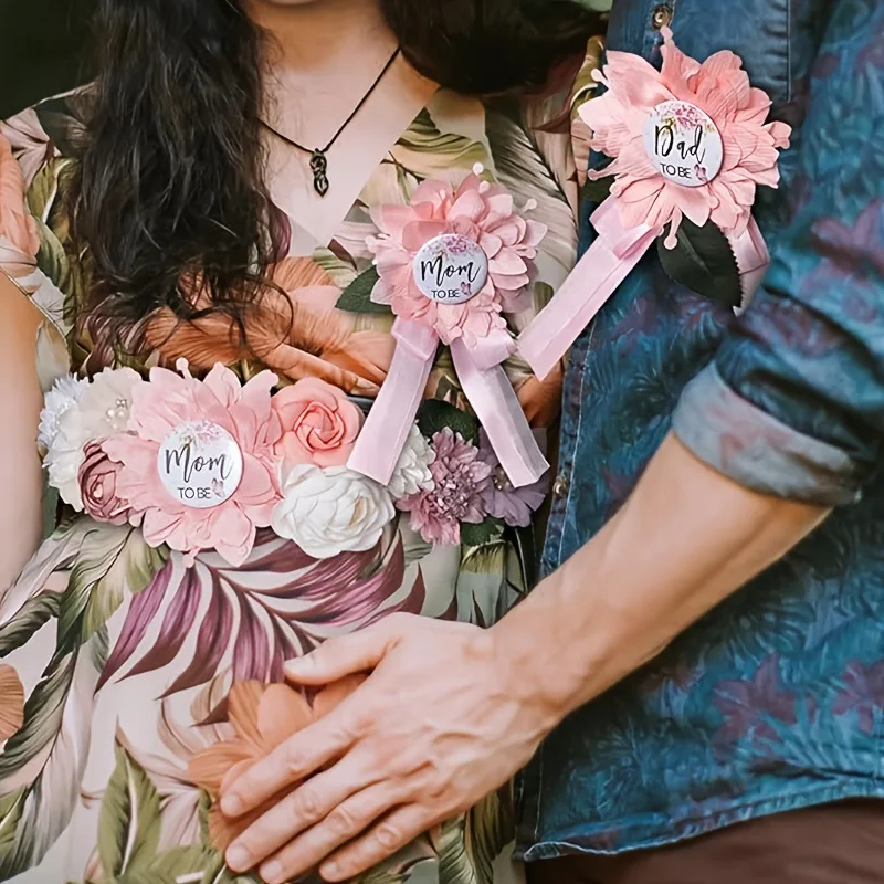 3-teiliges Schwangerschafts-Gürtelset mit Blumen und Blättern für Jungen und Mädchen, Geburtstagsfeier, Babyparty, Geschlechtsenthüllung-Dekoration – Detail 2