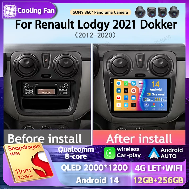 

Android 14 For Renault Lodgy 2021 Dokker 2012 2013 - 2020 Car Radio Navigation Multimedia Player GPS WiFi+4G Video Carplay Auto