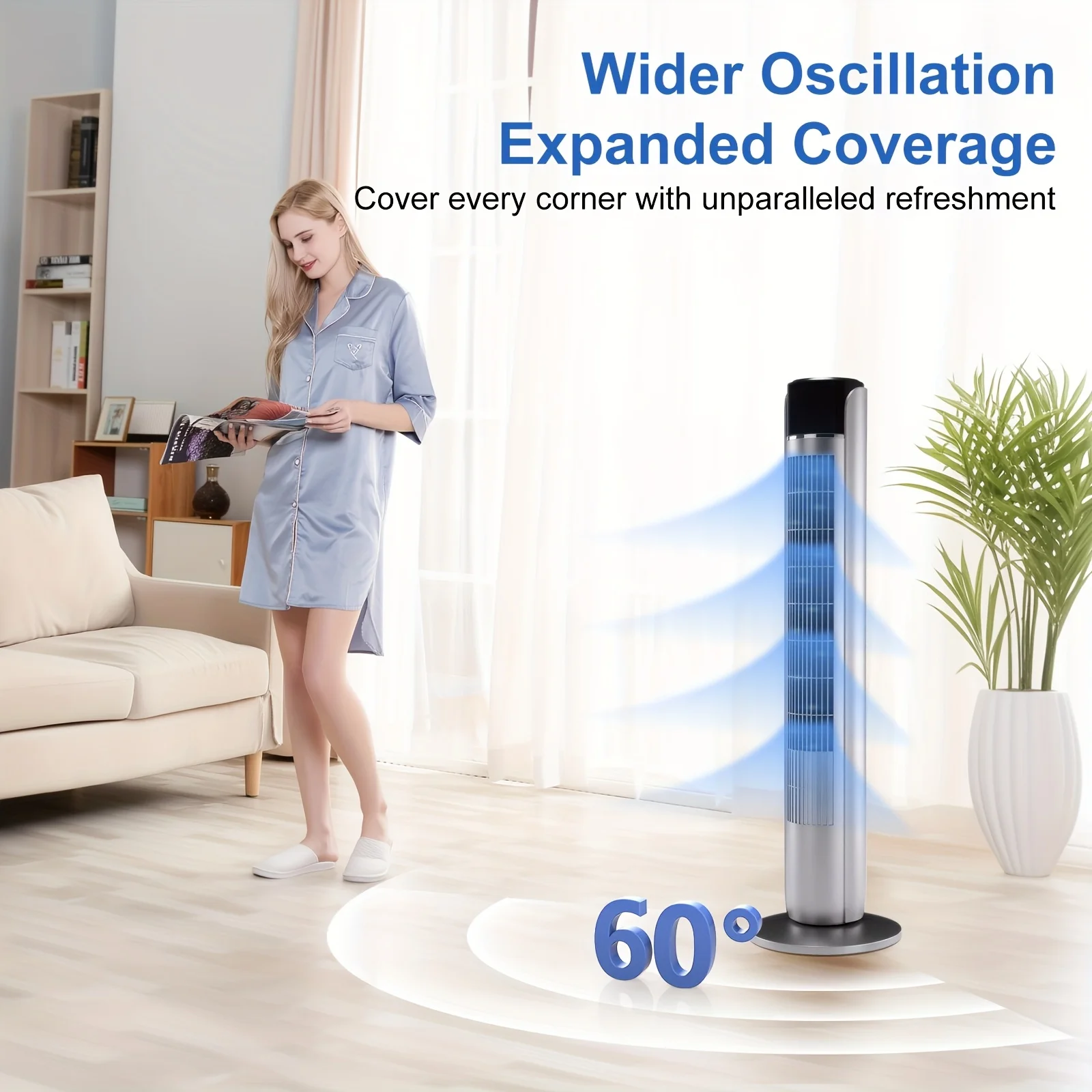 

35 Inch Quiet Tower Fan with Remote Control, 12H Timer, 5 Speeds Settings, 4 Modes, Ultra Quiet 28dB, Standing Fan Bladeless Fan