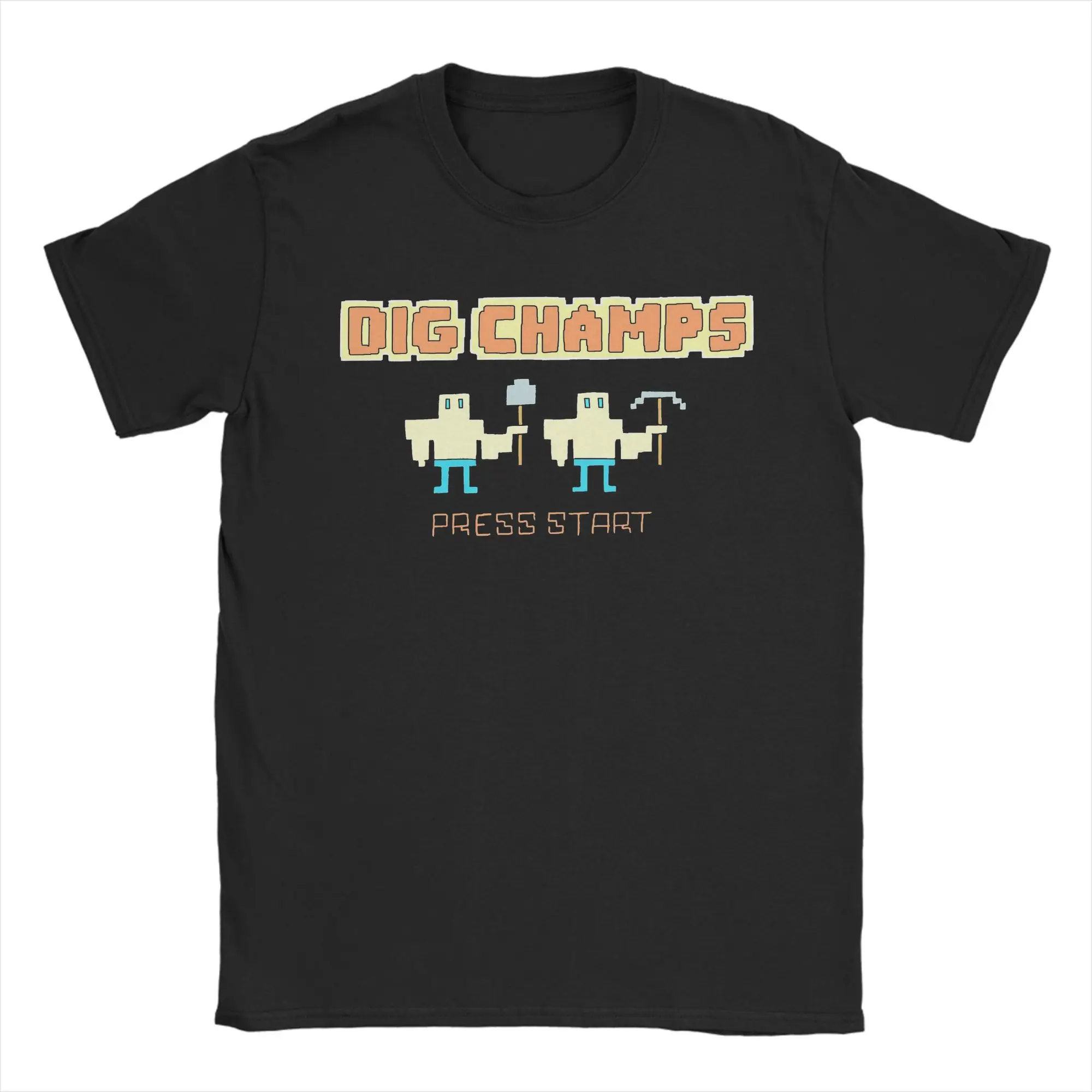 Priting Dig Champs Retro Game from Regulars Show T Shirt Men's Round Neck Short Sleeve Tops  Cotton Summer Clothing