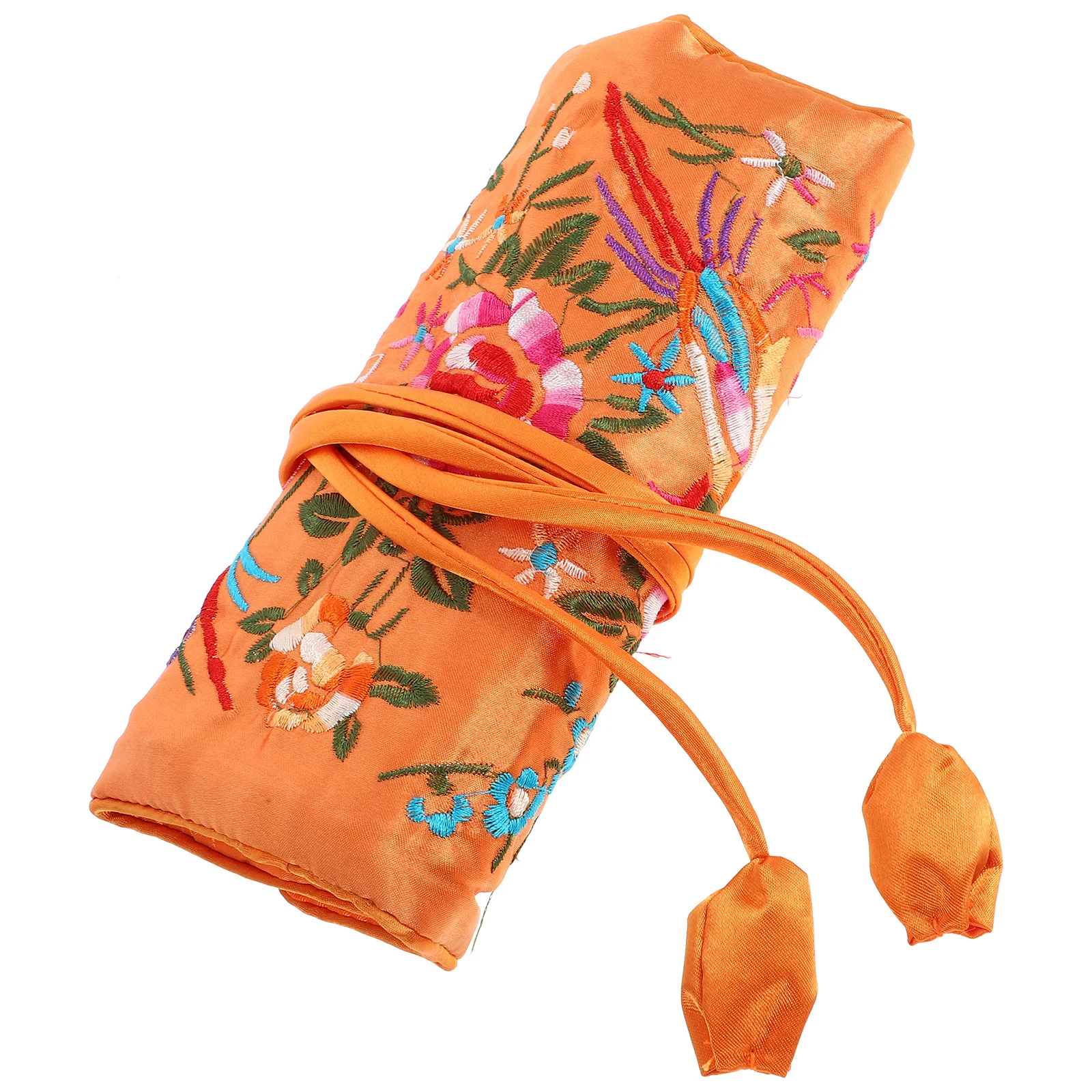 

Jewelry Roll Bag Handmade Brocade Storage Pouch with 3 Zippered Compartments for Earrings Necklace Bracelet on The Go