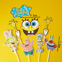 SpongeBob Cartoon Cake Decorating Set Plug-in Anime Figure Patrick Star Baking Supplies Kawaii Cups Cake Card for Kids Gifts