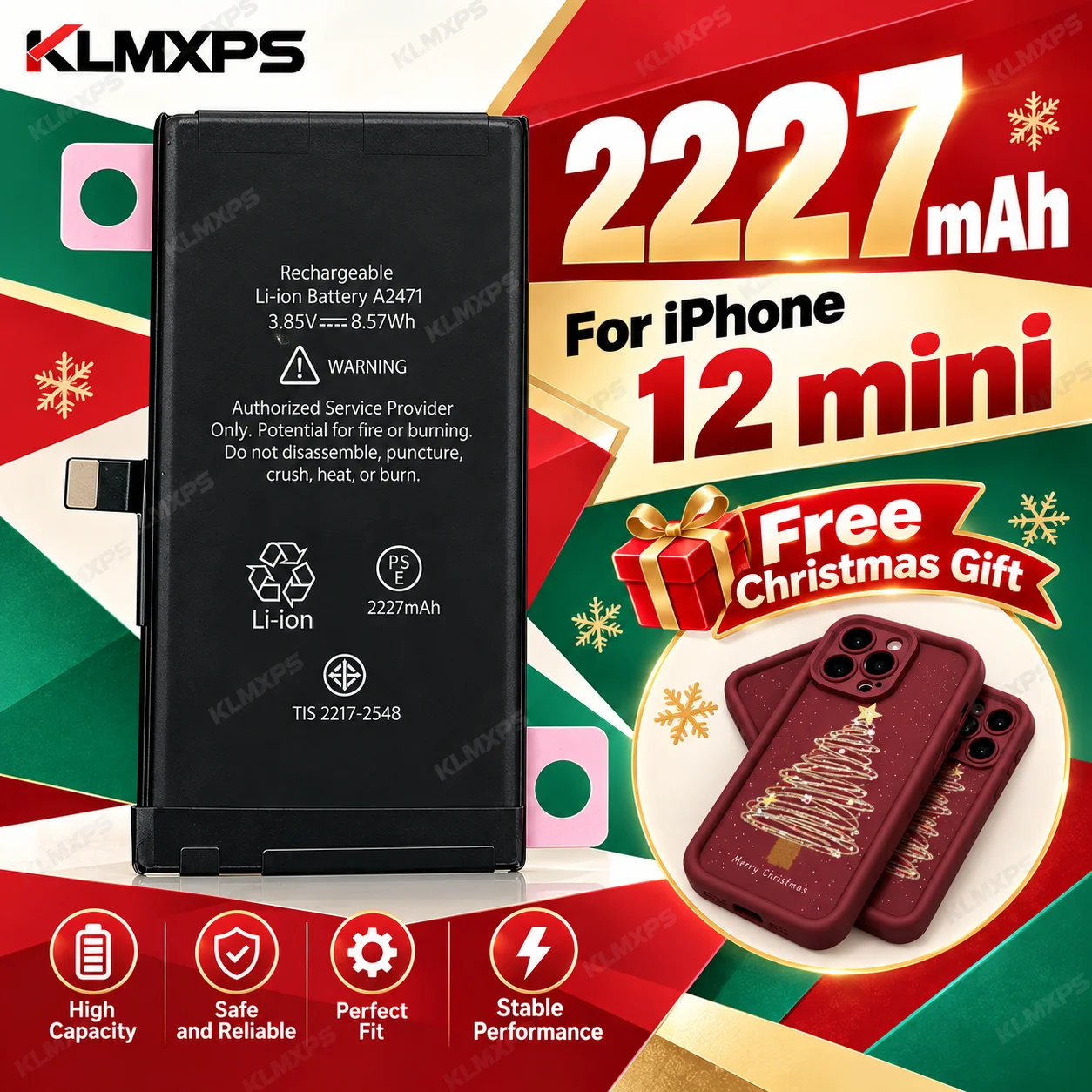 Replacement Lithium Battery for Apple iPhone 12 Mini A2399 A2176 A2398 A2400, Buy Battery Get Christmas Gift for Phone Repair