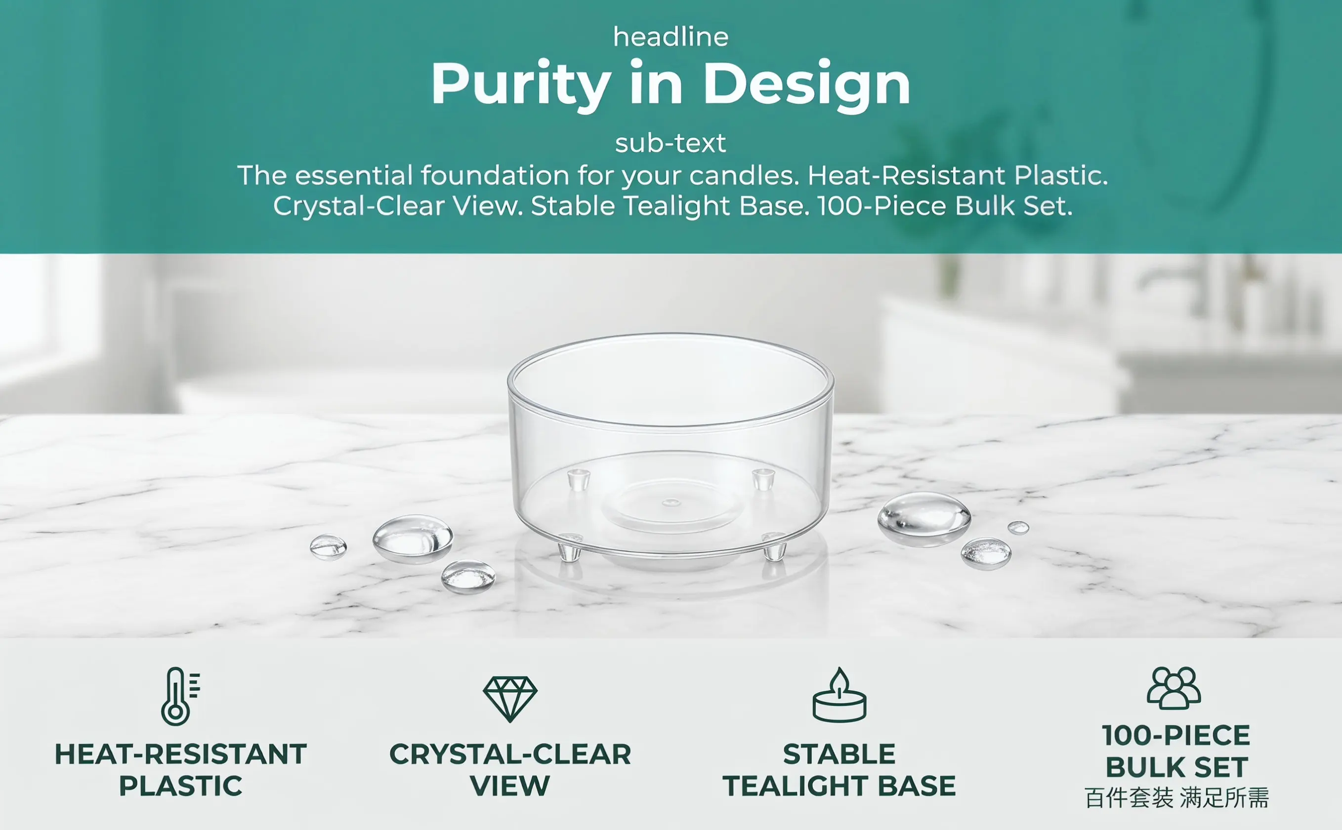 100Pcs Plastic Holders Clear Cups Steady Base Heat Resistant Suitable for Temple Church Home Use