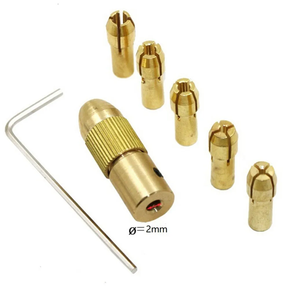 7-piece Small Electric Drill Bit Clamp 2mm Copper Drill High Quality Brass Mini Drill Chuck Collet Set 0.5 /1.0/ 1.5/ 2.5/ 3.0mm