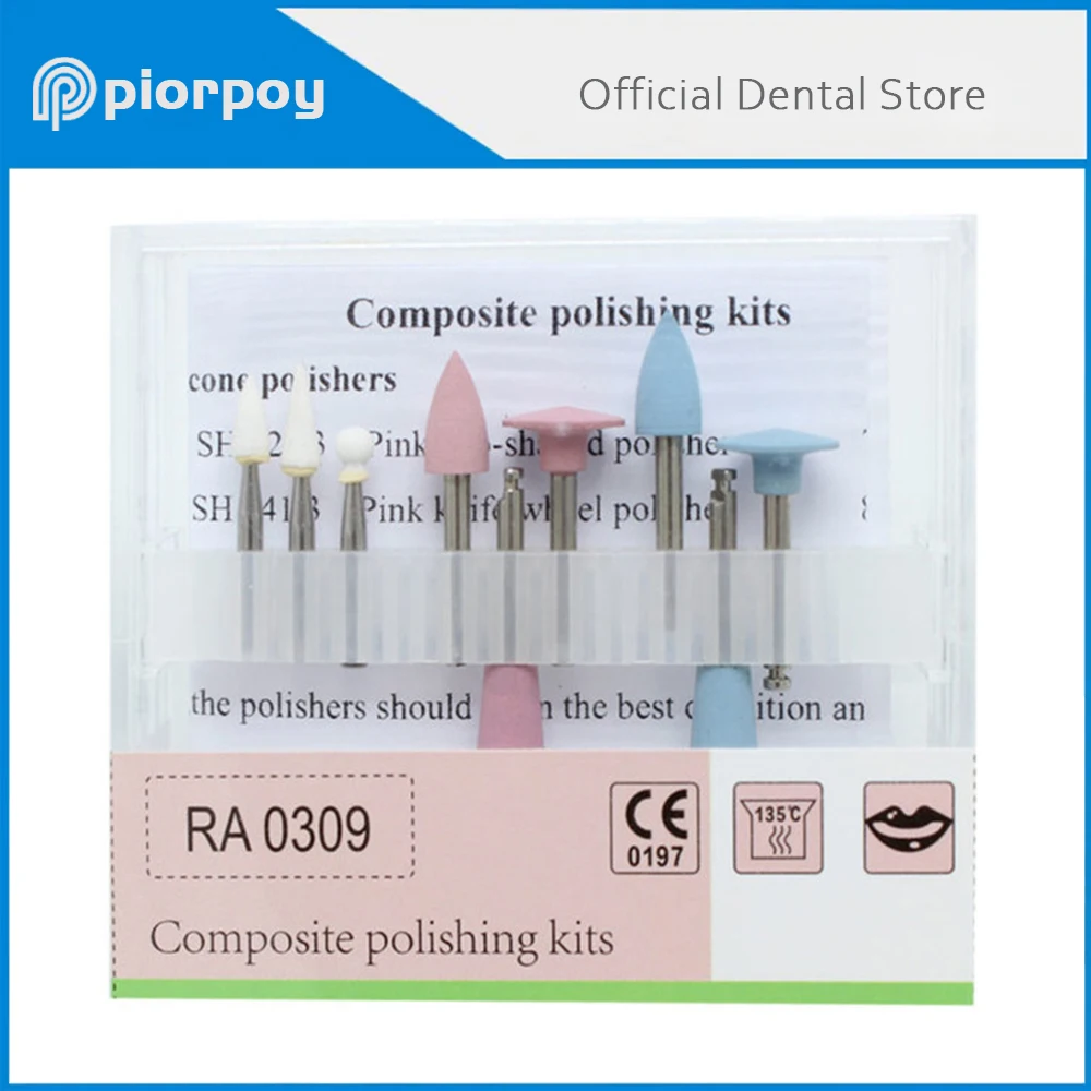 PIORPOY 9Pcs/Box Dental Composite Polishing For Low Speed Handpiece Contra Angle Kit RA0309 Resin Sanding Polishing Set Dropship