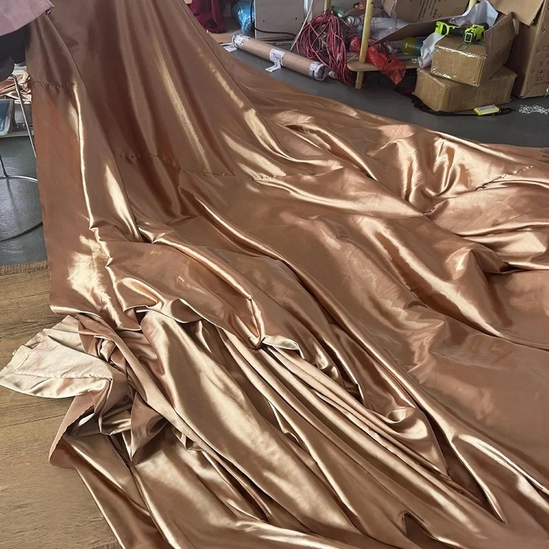 

Эластичная шелковая ткань цвета шампанского с гладкой драпировкой, сделай сам, свадебное украшение, фон для фотосъемки, ткань, скатерть для сцены