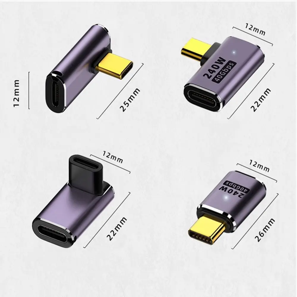 LED Indicator Data Transfer Male to Female Type C Adapter 240W Fast Charging 40Gbps USB C Converter