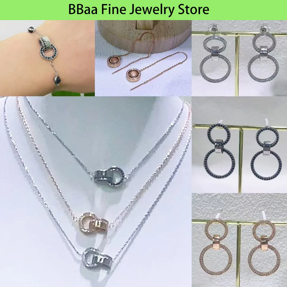 

2024 Round Turn Series Women's Jewelry Set High Quality Crystal Women's Necklace Earrings Bracelet Best Gift