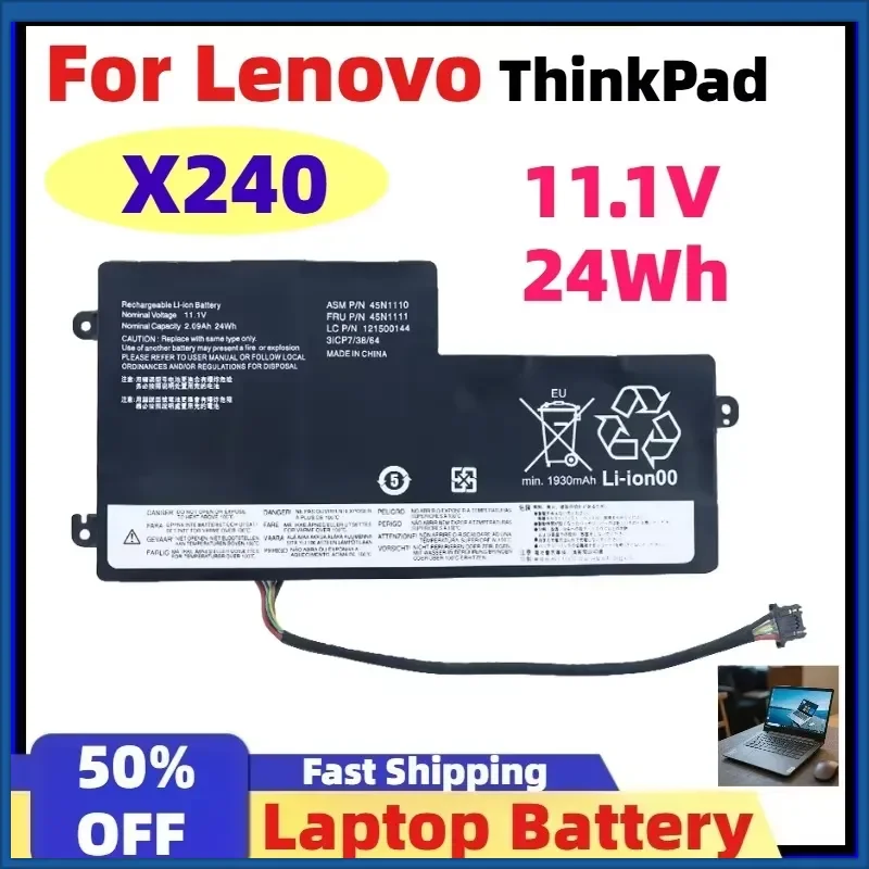 Batería para Portátil Lenovo ThinkPad, 45N1110 45N1111 45N1112 24WH, Compatible con ThinkPad T440 T440S T450 T450S X240 X240S X250 X260 X270