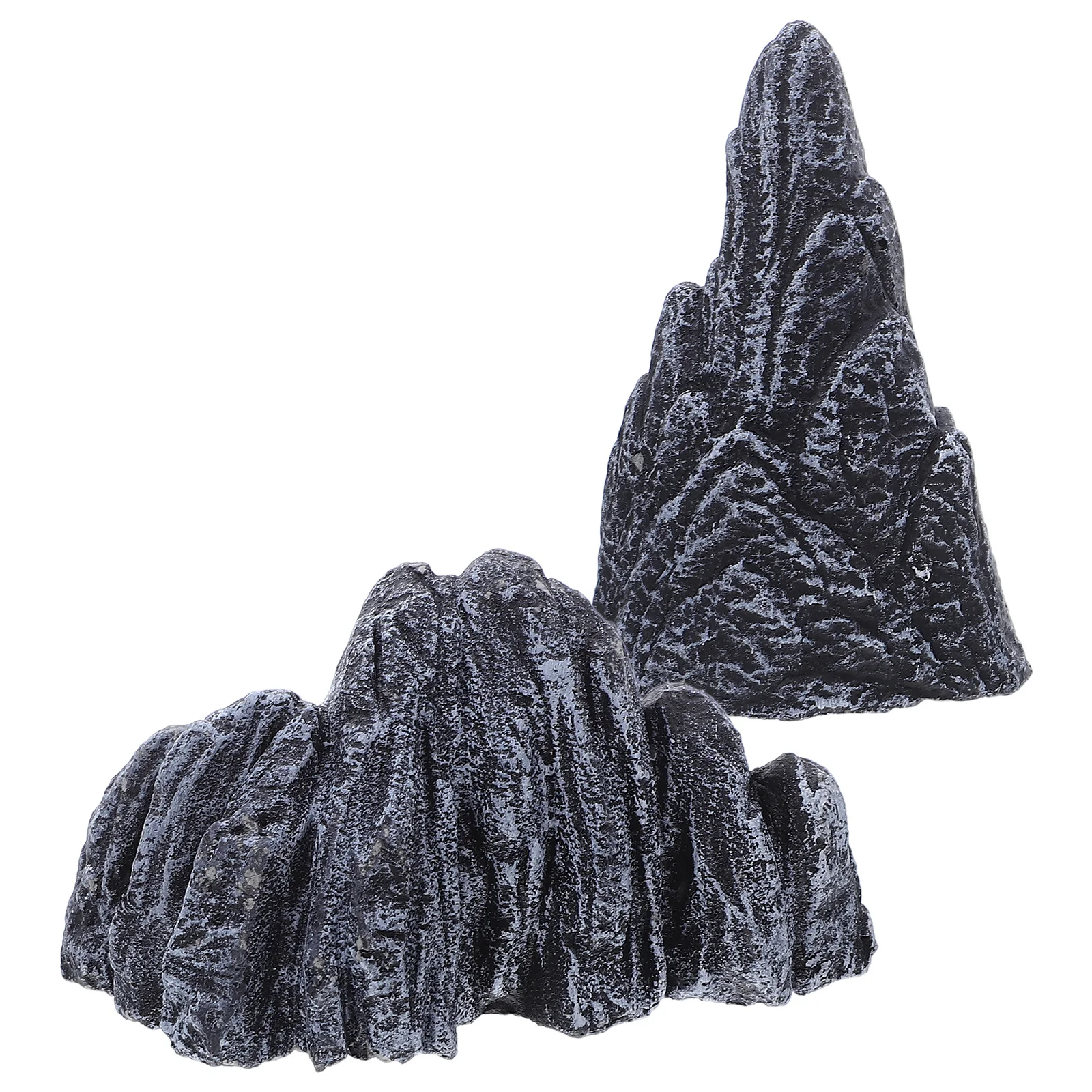 

2pcs Mini Resin Rockery: Simulated Mountain Landscape Micro Sculpture For Desktop Bookshelf Office Artificial Stone