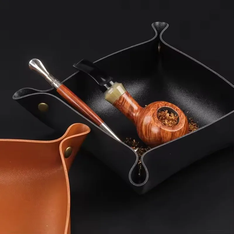 Foldable Leather Tobacco Rolling Tray Portable Dry Herb Cigarette Storage Valet Tray for Grinder Smoking Tools
