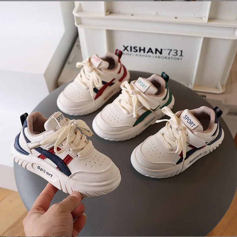 

Boys' Breathable Running Shoes 2025 Spring Autumn New Children's Soft Sole Anti Slip White Shoes Girls' Baby Walking Sports Shoe