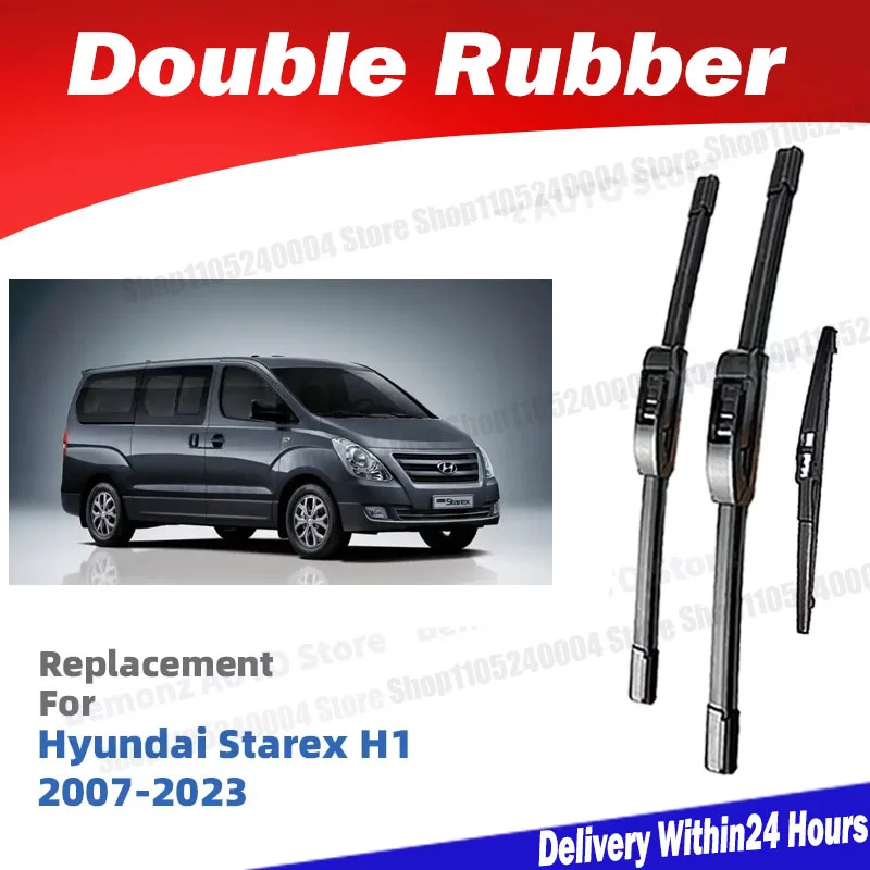 For Hyundai Starex H1 Grand Starex 2007-2023 LHD Front Rear Windshield Wiper Blades 3Pc Windscreen Cleaning Accessories