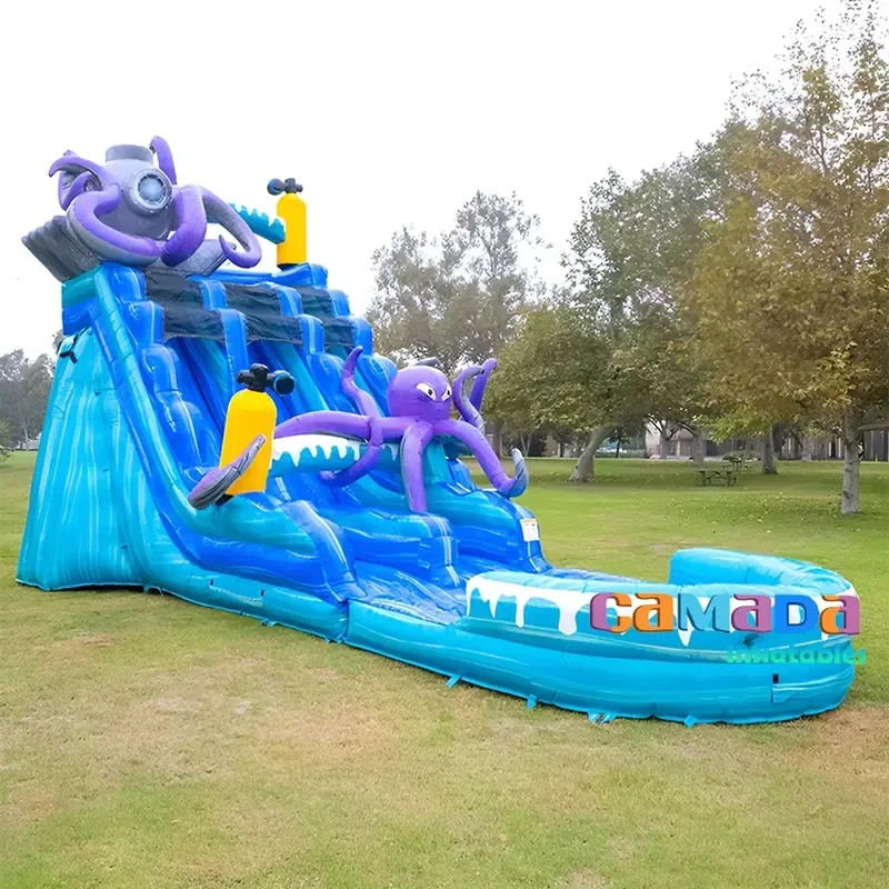 Commercial Cheap Water Slides Big Octopus Inflatable Water Slide Double Lanes Waterslide With Pool for Adult Kids Summer