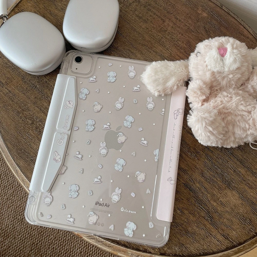 Kawaii Bear BNew Tablet Case For iPad Pro 11 12.9in 13 15 M1 M3 M4 9.7 10.2 5/6th 7/8/9 10 11th MINI Air 5 6 7 Trifold Case