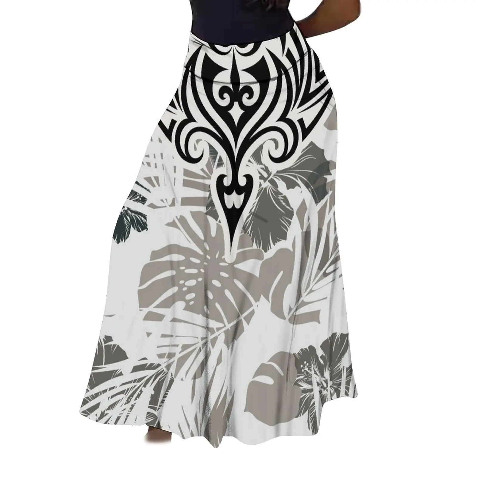 Polynesian Island Design Print Ladies Temperament High Waisted Skirt Samoan National Style Dance With Long Skirt