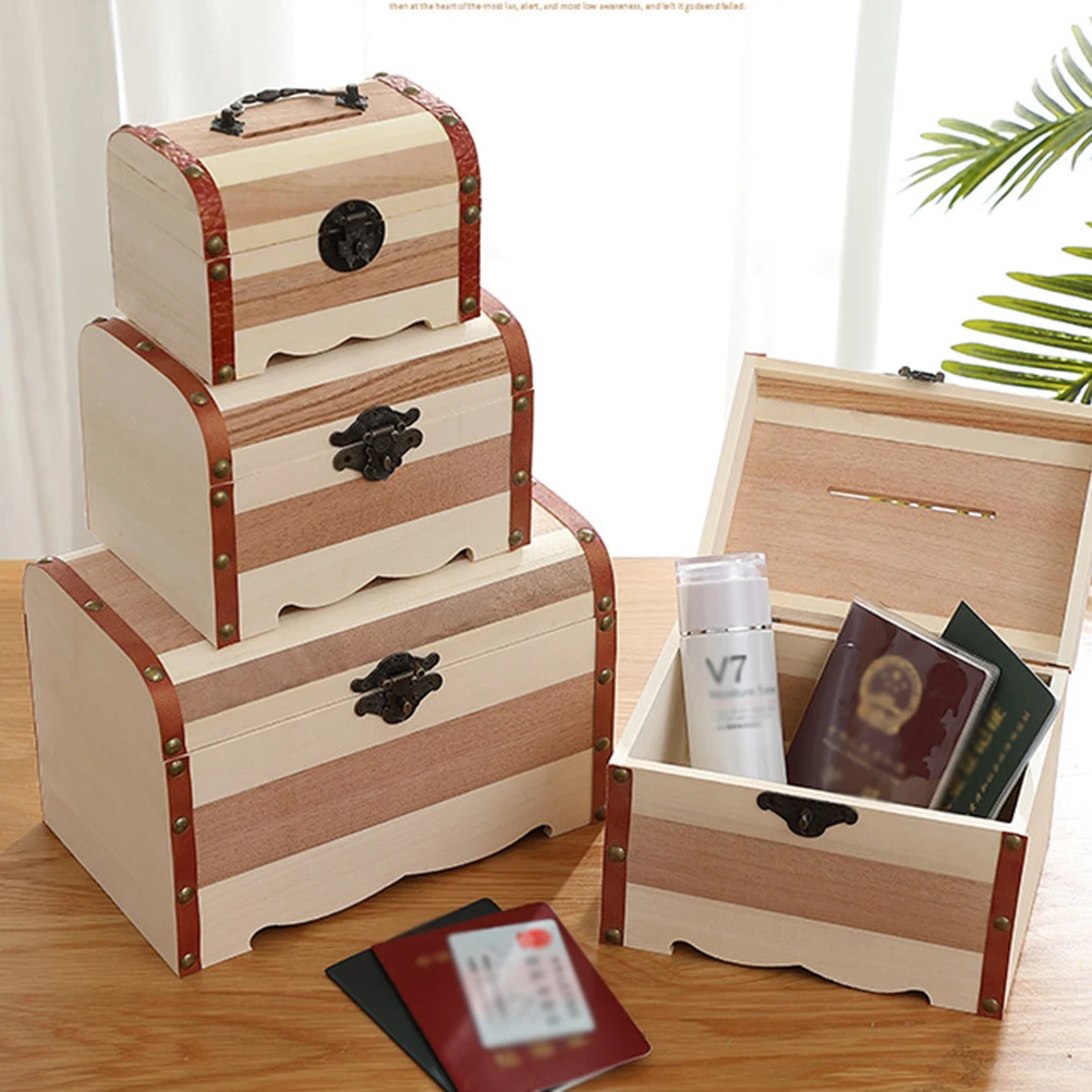 

Piggy Style Money Box Chest Wooden Chest Wooden Bank Without Lock Box ganizer Without Lock Storage Container Home Decor